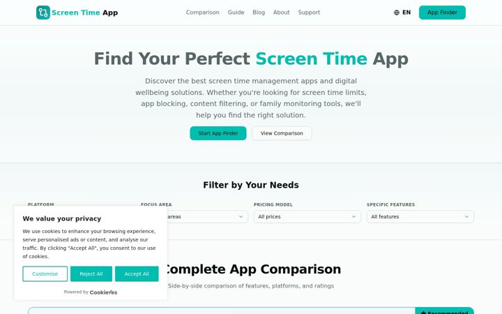 Screenshot of familyscreentimeapps.com