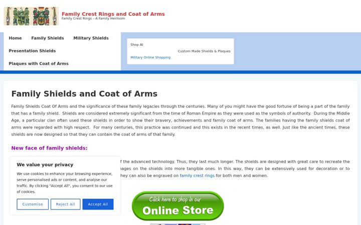 Screenshot of familyshieldsonline.com