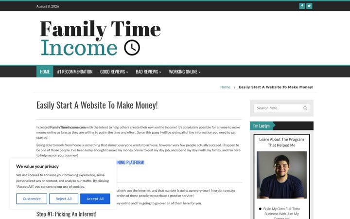 Screenshot of familytimeincome.com