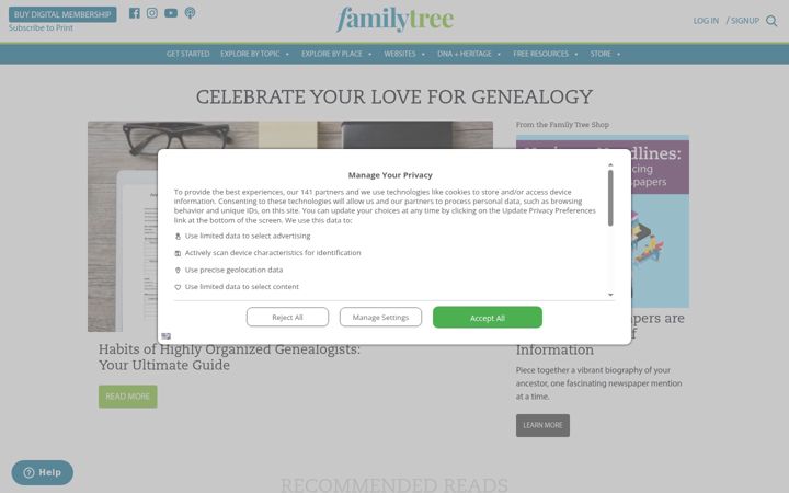 Screenshot of familytreemagazine.com