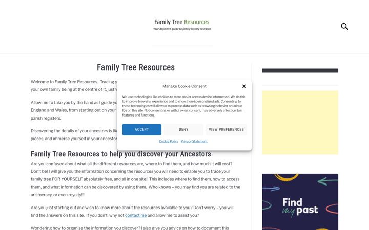 Ekrānuzņēmums no familytreeresources.info