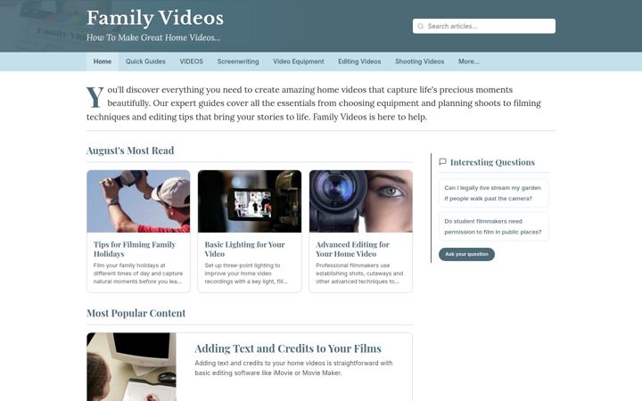 Screenshot stránky familyvideos.co.uk