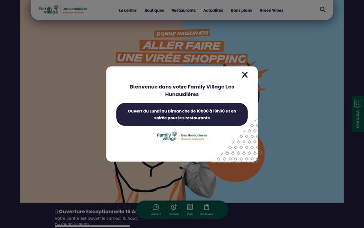 Screenshot of familyvillageleshunaudieres.com
