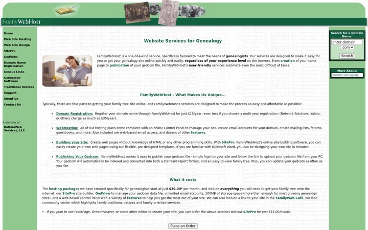 Screenshot of familywebhost.com