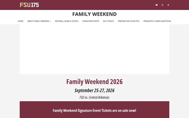 Screenshot of familyweekend.fsu.edu