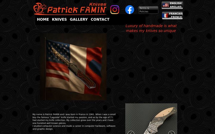 Screenshot of faminknives.com