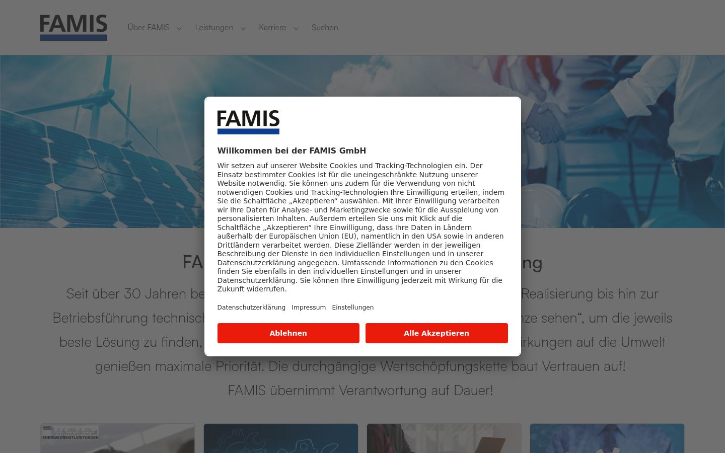 Skærmbillede af samtykkebanneret, som det blev vist før nogen interaktion