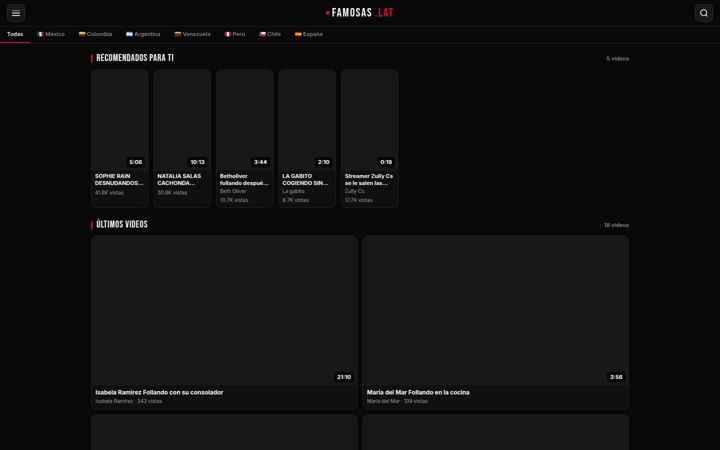 Screenshot of famosas.lat