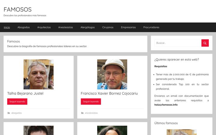 Ekrānuzņēmums no famosos.info
