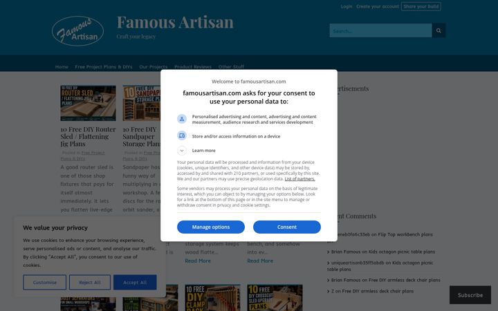 Screenshot of famousartisan.com