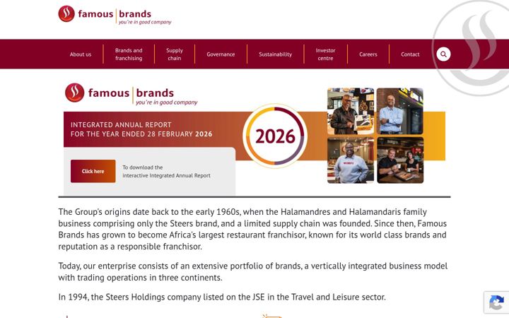 Képernyőkép: famousbrands.co.za
