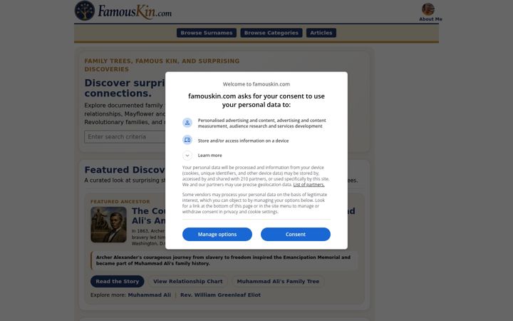Screenshot of famouskin.com