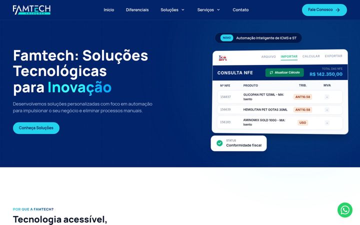 Ekrānuzņēmums no famtechsolucoes.com.br