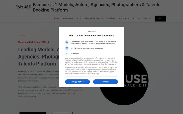 Screenshot of famuse.co