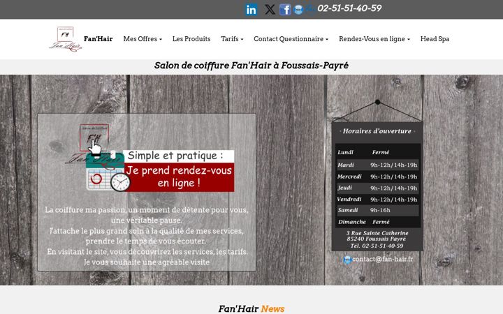 Screenshot of fan-hair.fr
