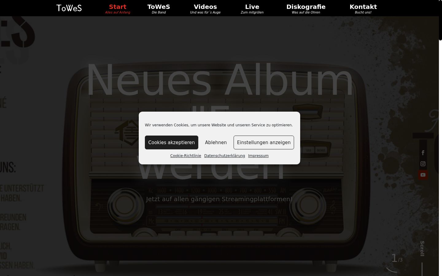 Screenshot of the consent banner shown before any interaction