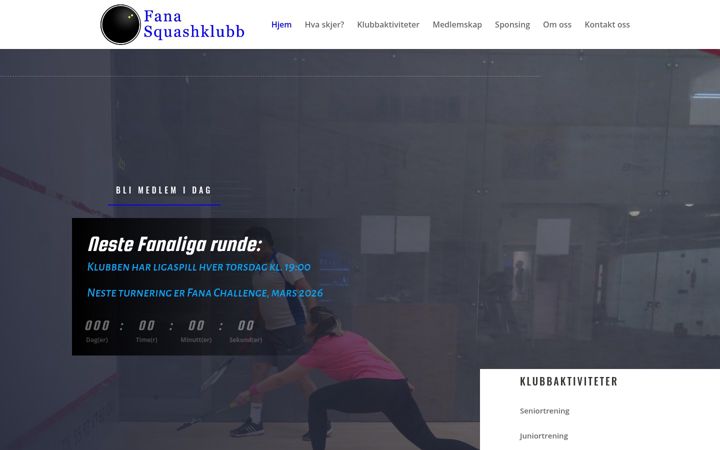 Screenshot of fanasquash.no