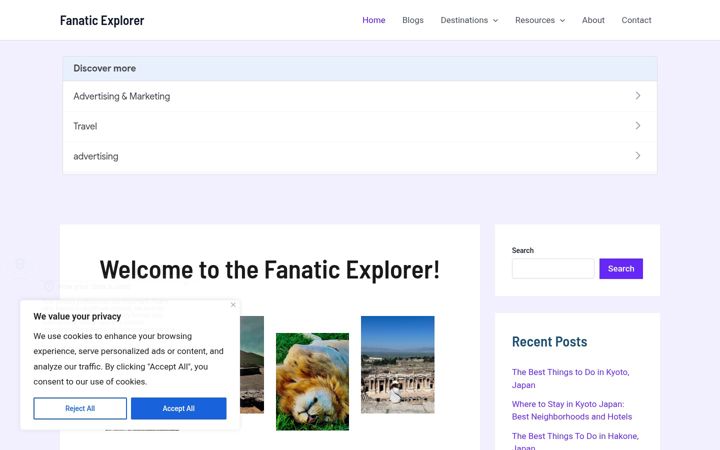 Screenshot of fanaticexplorer.com