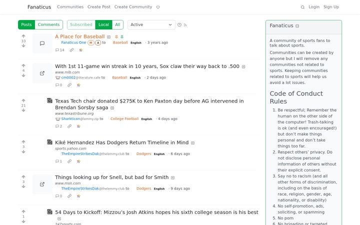 Screenshot of fanaticus.social