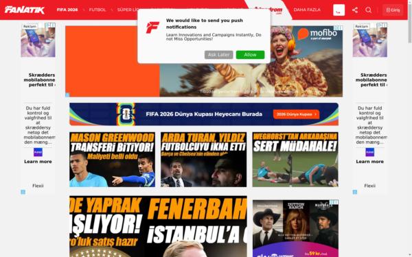 Screenshot of fanatik.com.tr
