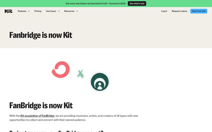 Screenshot of fanbridge.com