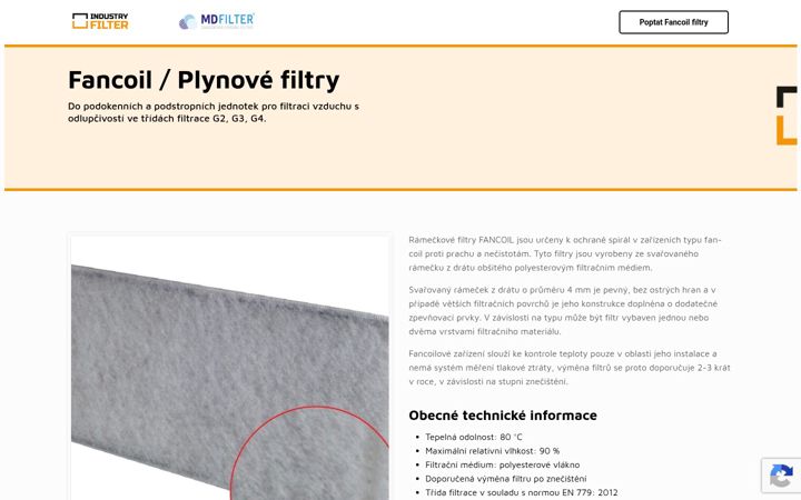 Screenshot of fancoil-filtry.cz