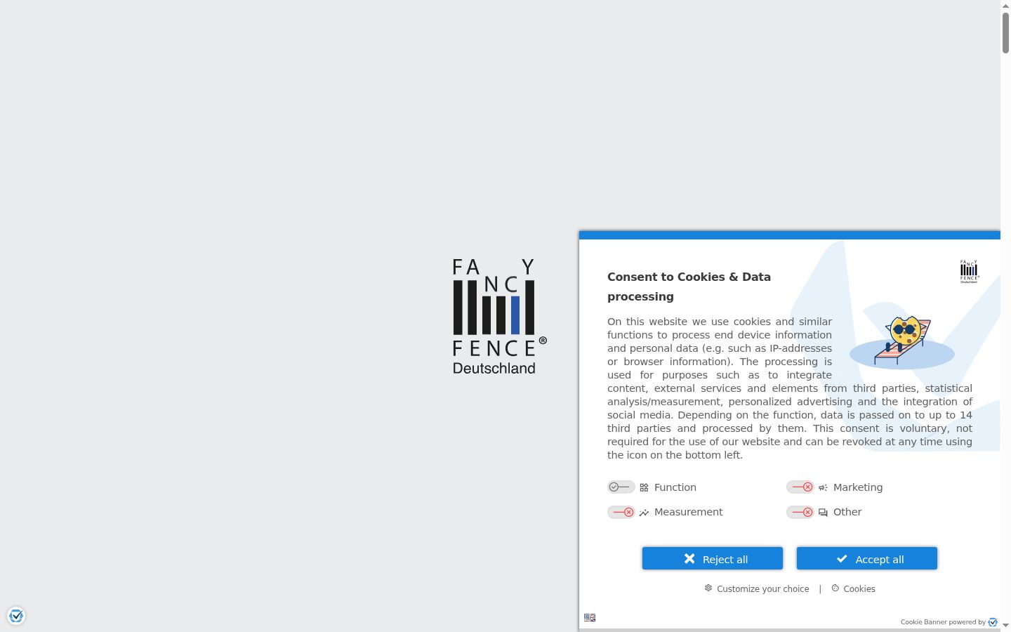 Screenshot of the consent banner shown before any interaction
