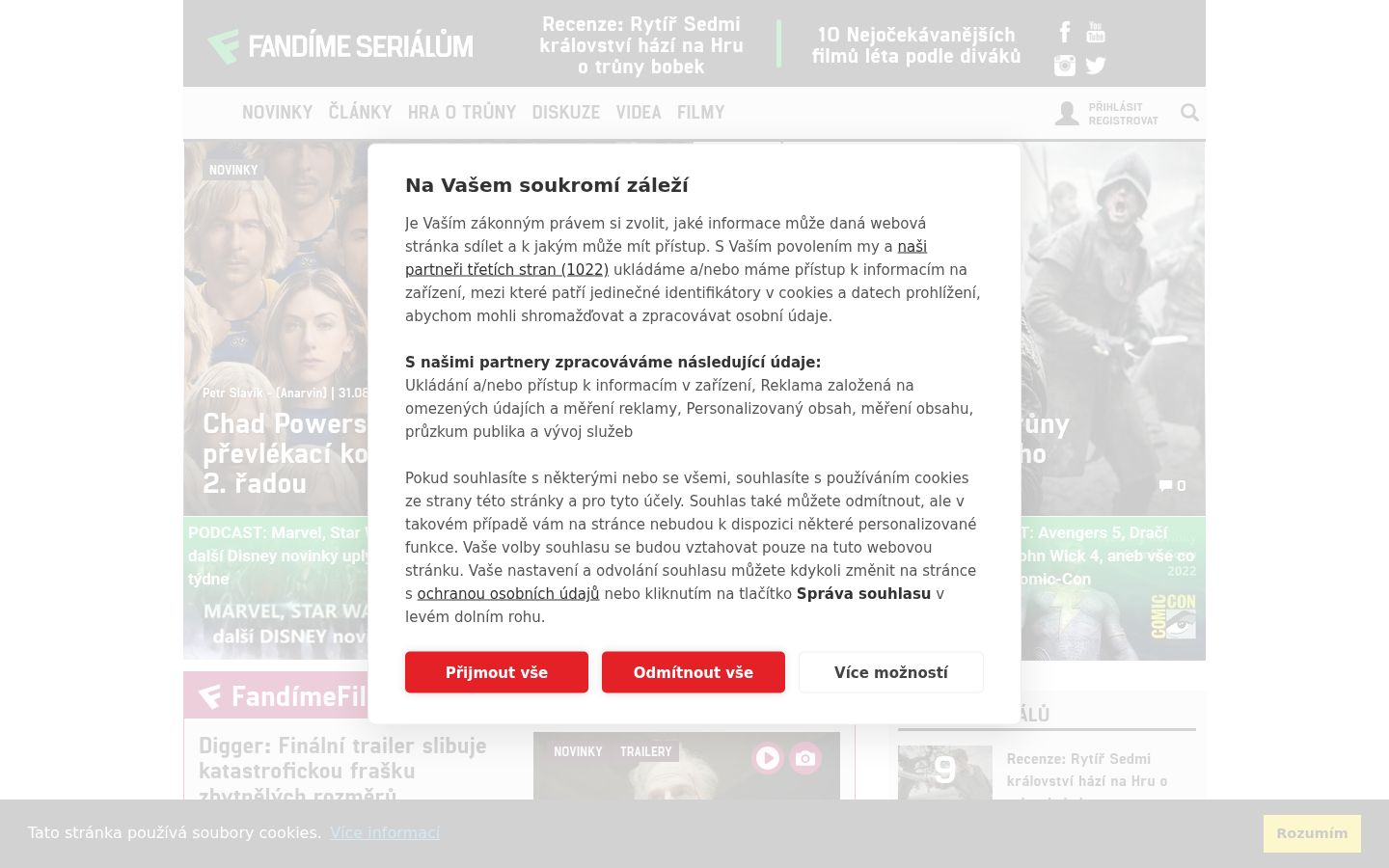 Snímek obrazovky baneru souhlasu zobrazeného před jakoukoli interakcí