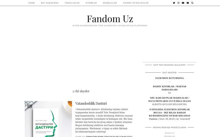 Screenshot of fandom.uz