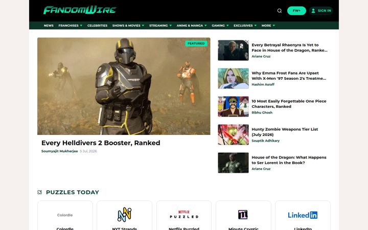 Screenshot of fandomwire.com