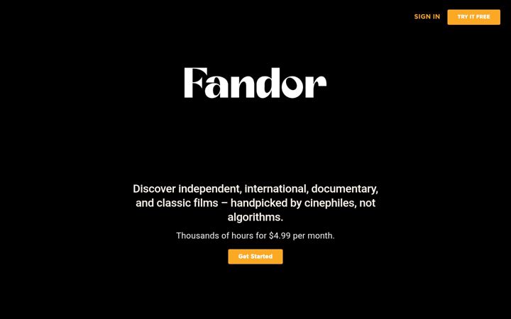 Screenshot of fandor.com