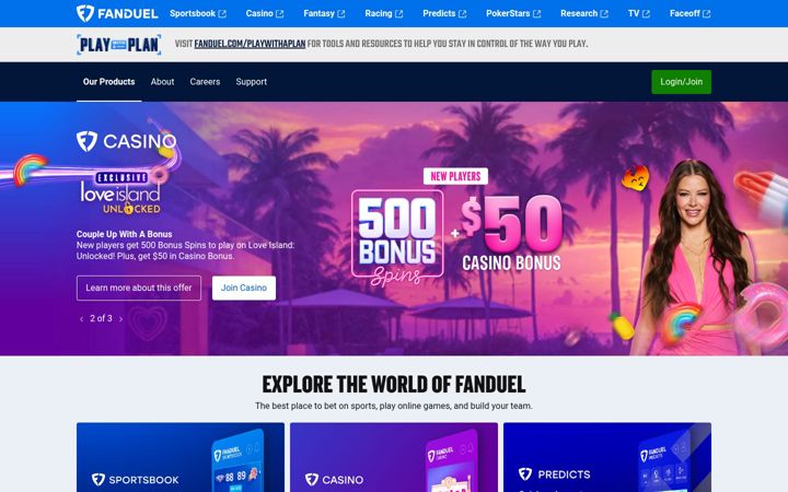 Captură de ecran a fanduel.com