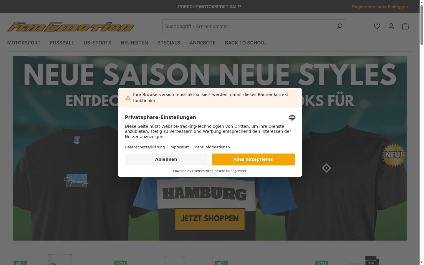Screenshot of the consent banner shown before any interaction