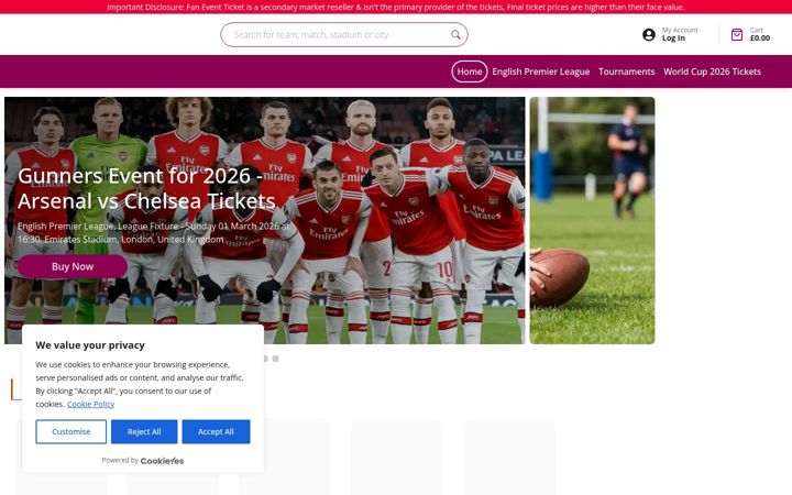 Screenshot of faneventticket.com