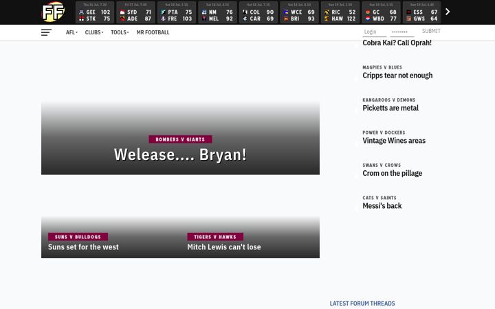 Screenshot of fanfooty.com.au