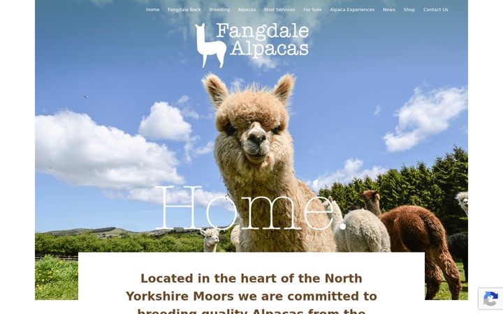 Screenshot stránky fangdalealpacas.co.uk