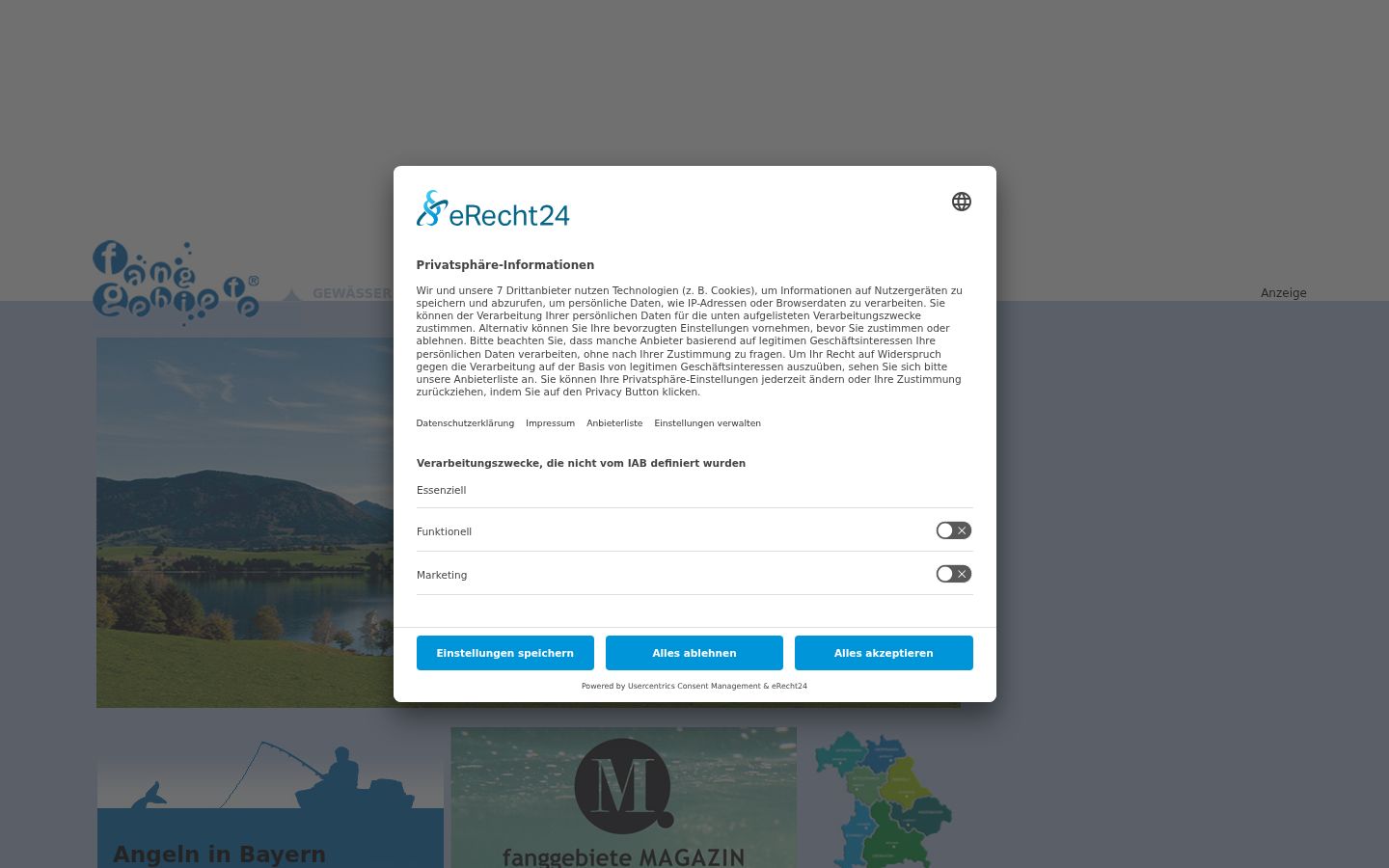 Screenshot del banner di consenso mostrato prima di qualsiasi interazione