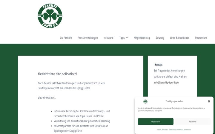 Posnetek zaslona fanhilfe-fuerth.de