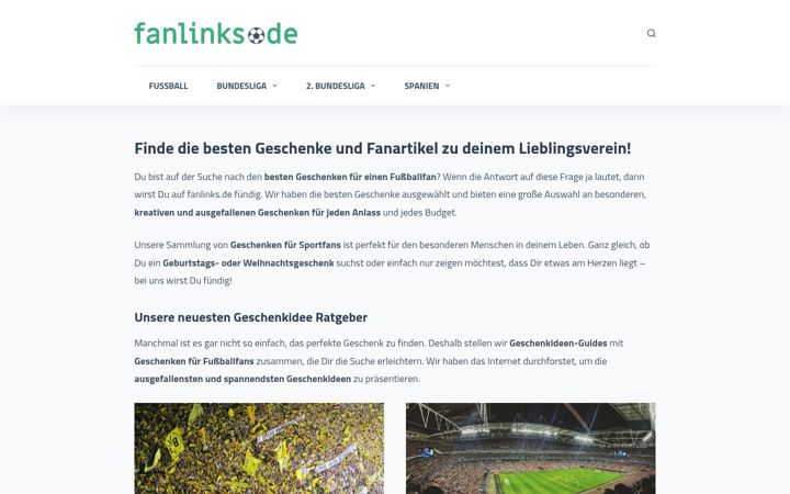 Posnetek zaslona fanlinks.de