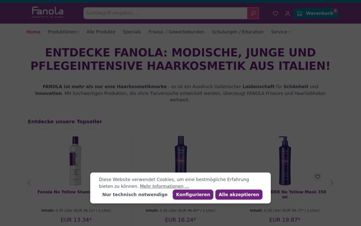 Screenshot of fanola-shop.de