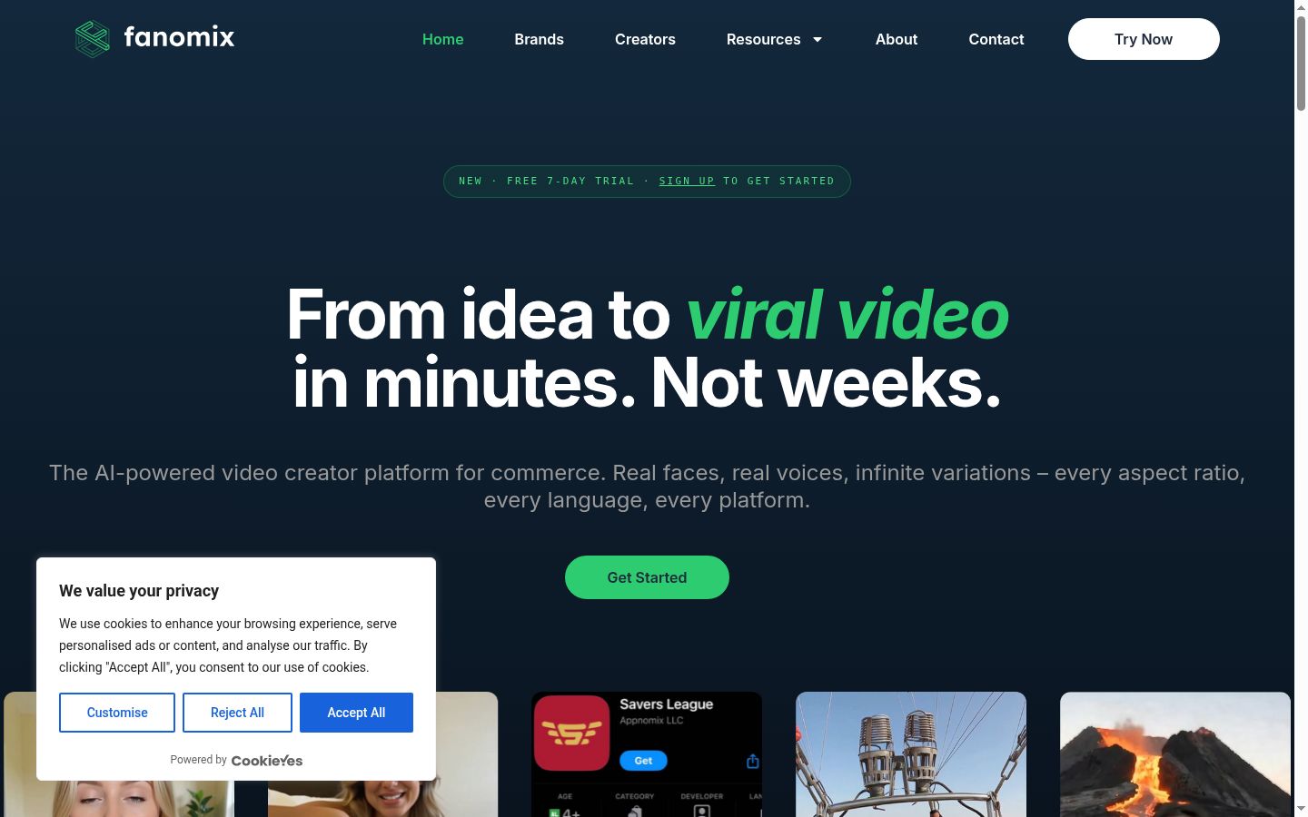 Screenshot of the consent banner shown before any interaction