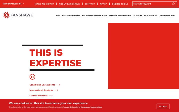Screenshot of fanshawec.ca