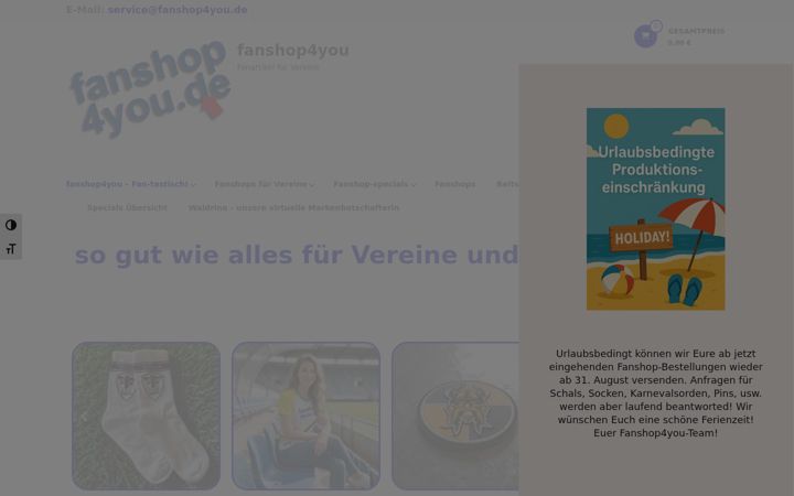 Captură de ecran a fanshop4you.de