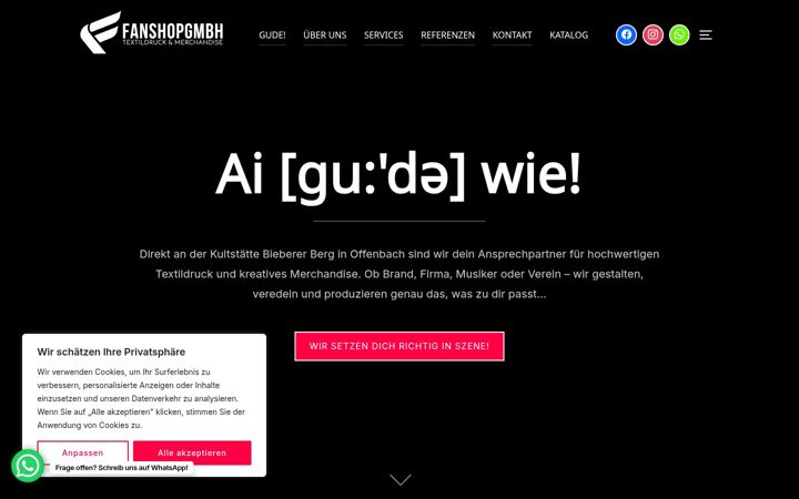 Captură de ecran a fanshopgmbh.de