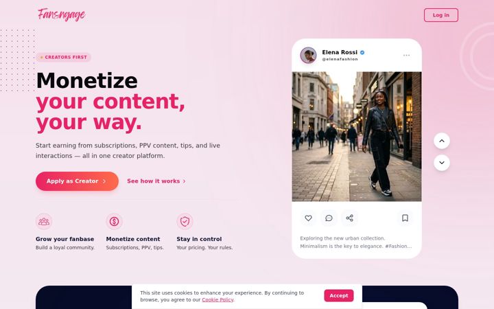 Screenshot of fansngage.com