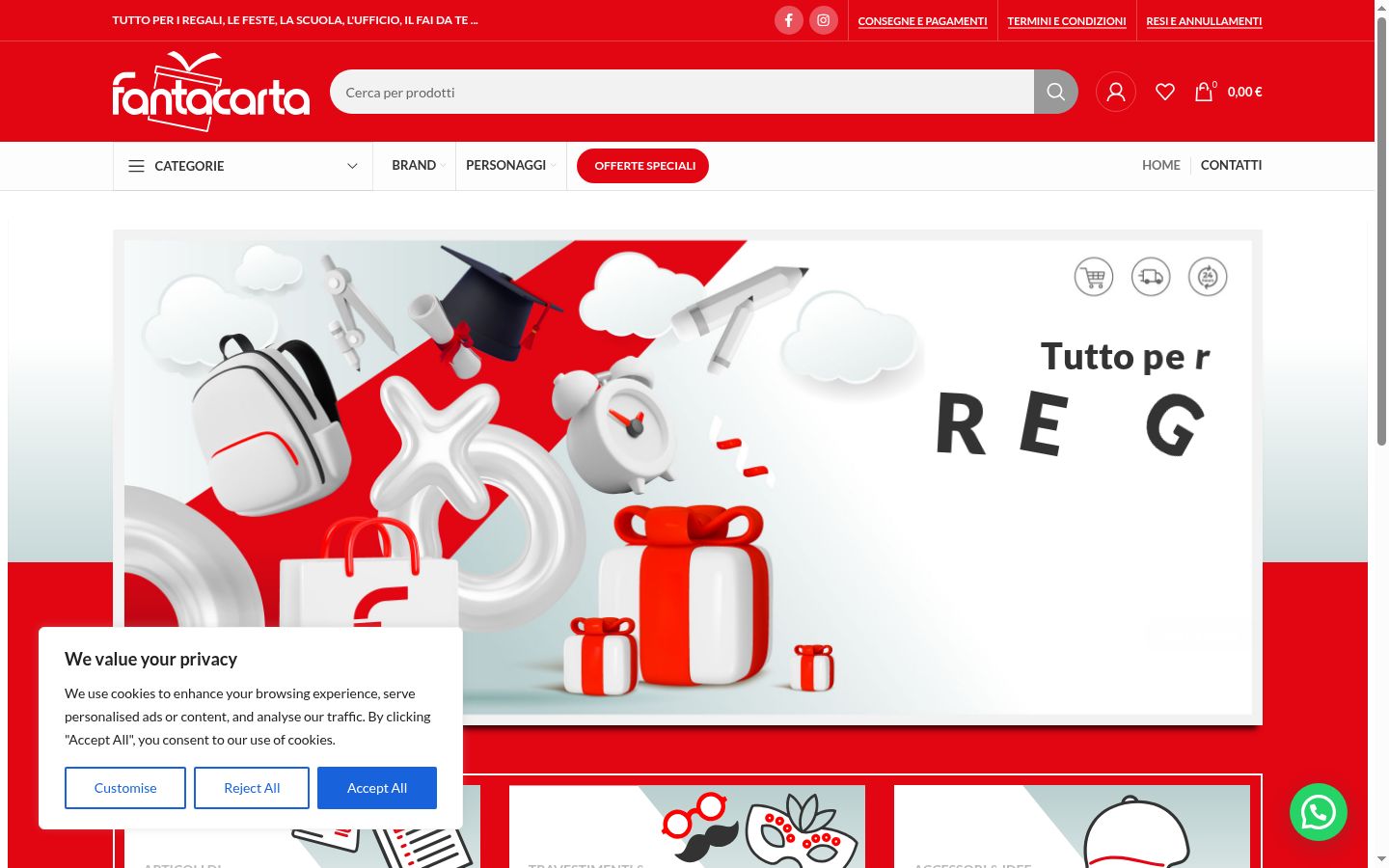 Captura de ecrã do banner de consentimento apresentado antes de qualquer interação