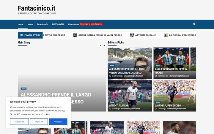 Screenshot of fantacinico.it