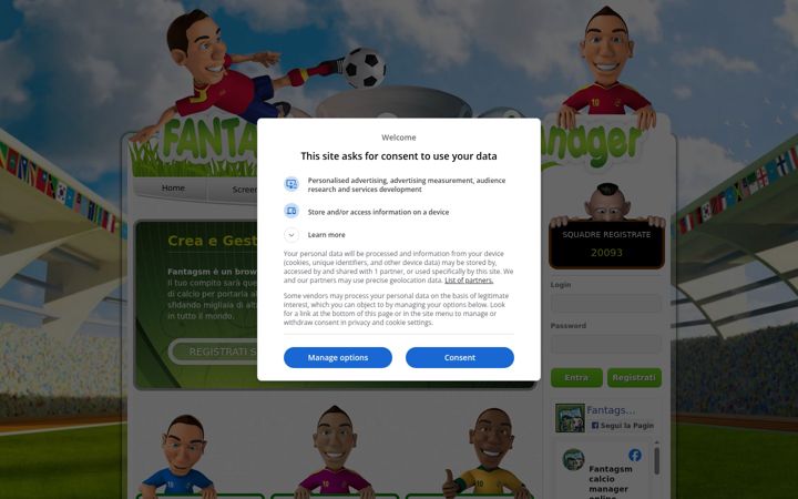 Screenshot of fantagsm.com