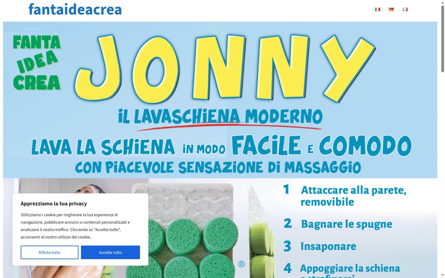 Screenshot del banner di consenso mostrato prima di qualsiasi interazione