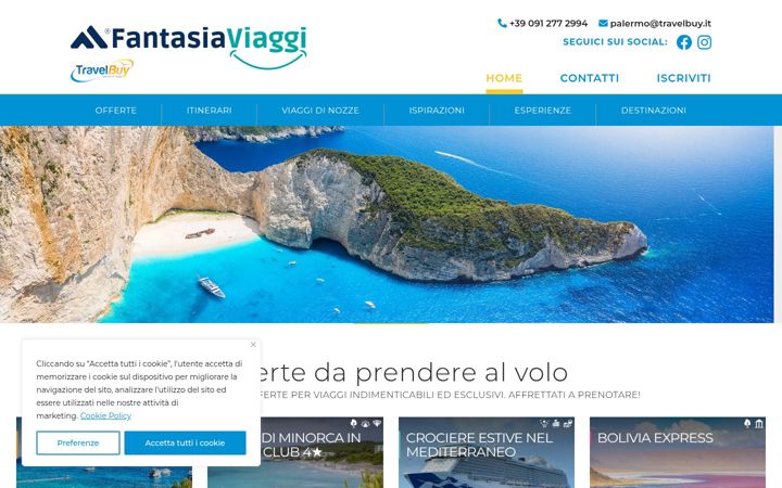 Kuvakaappaus sivustosta fantasiaviaggi.it